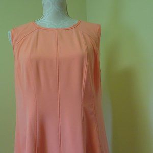 Ladies Size 14 Coral Paneled Dress-Flared Skirt